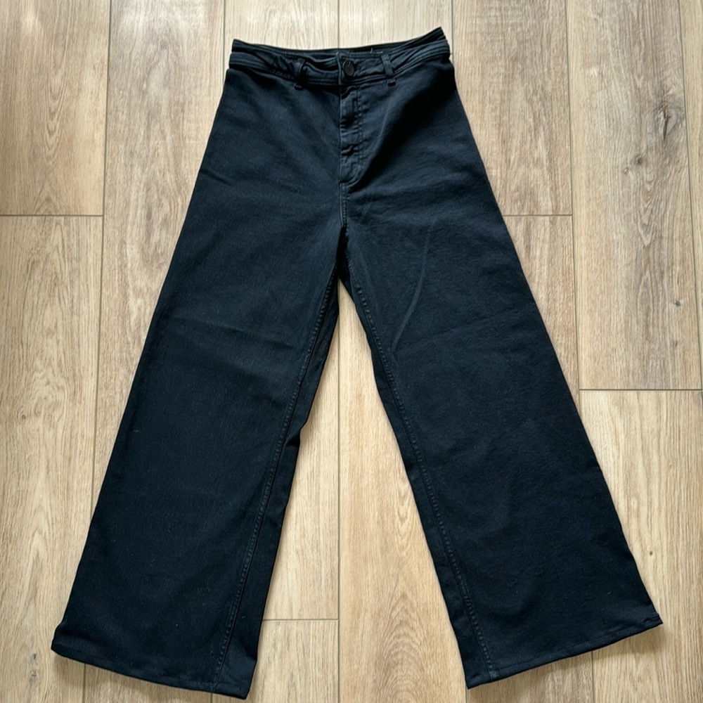 Zara black high waist marine straight jeans